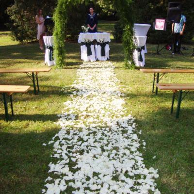 Alejka ślubna z żywych płatków róż