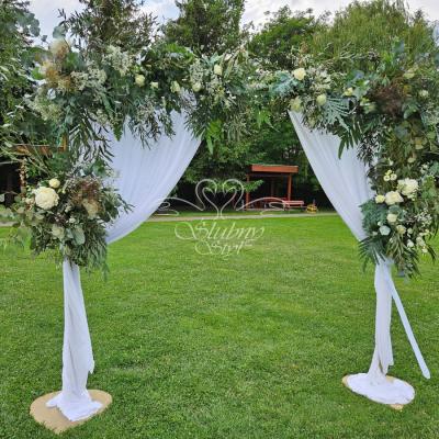 Złota bramka ślubna - zielona, naturalna